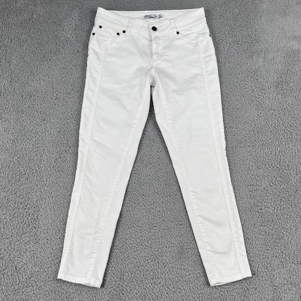 Prana Jeans Womens 6‎ White Carlotta Slim Cropped Low Rise Stretch